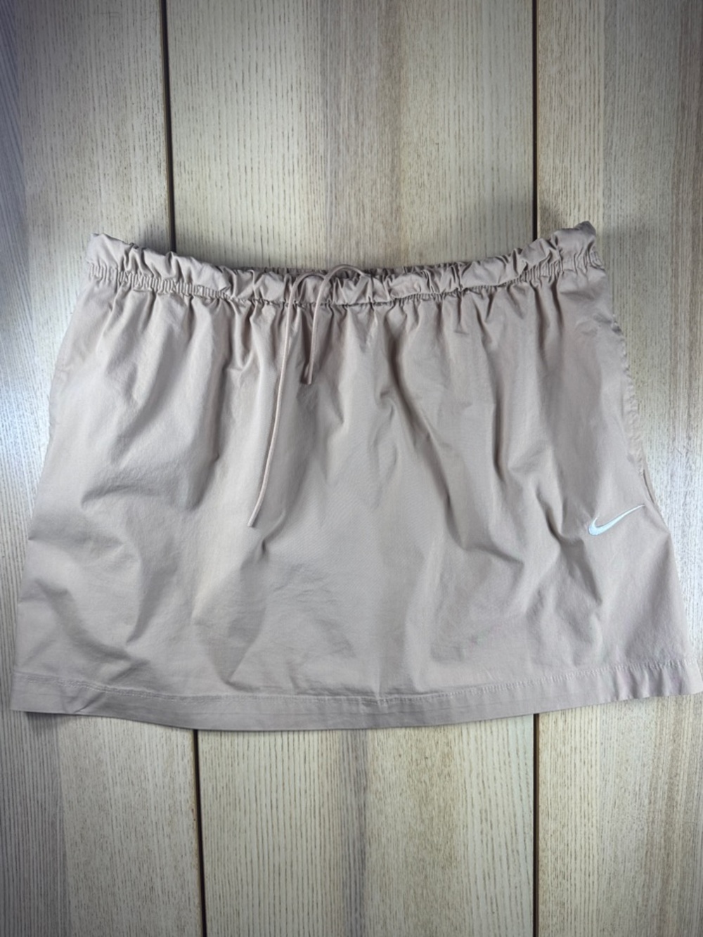Nike Womens Athletic Skirt Tan Beige Elastic Drawstring Waist Pockets Size L